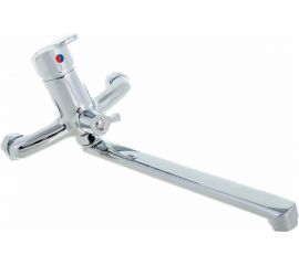 Универсальный смеситель Эверест с плоским прямым изливом и переключателем для душа B22-029M 