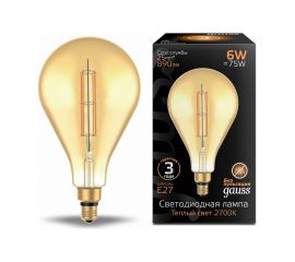 Лампа Gauss LED Vintage Filament Straight PS160 6W E27 160*290mm Amber 890lm 2700K 1/6 179802118 