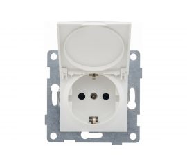 Розетка GUSI ELECTRIC Ugra МЕХ 1-ой с/з с з/ш и крышкой, СУ, 16А, 250В, белый С11Р91-001 