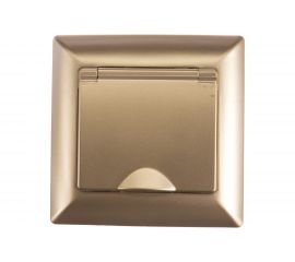 Розетка Intro 420304 2PE Schuko с крышкой, 16А, 250В, СУ, Solo, шампань Б0043322 