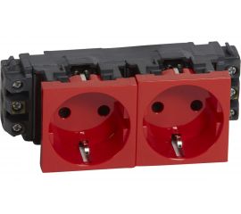 Розетка Legrand Mosaic 2х2К+З немецкий стандарт красная 77612 