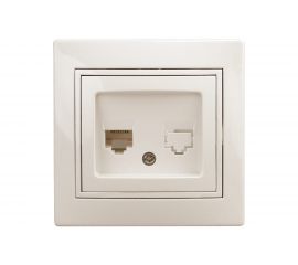 Розетка Intro Plano 1-302-02 телефонная RJ11, IP20, СУ, слоновая кость Б0027620 