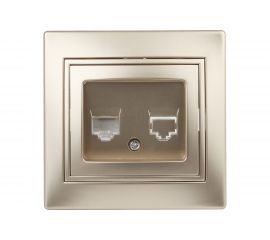 Телефонная розетка Intro 1-302-04 RJ11, IP20, СУ, Plano, шампань Б0030083 