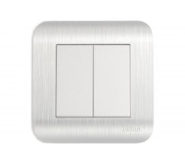 Выключатель LUXAR Deco с/у 2 клавиши, серебро с рифленой рамкой, 250В 10А 4606400620235 