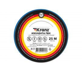 Изолента ПВХ KRANZ 15 мм х 25 м, 0.13 мм, синяя KR-09-2105 