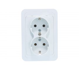 Двойная розетка с заземлением, белая Makel Mimoza 12082 