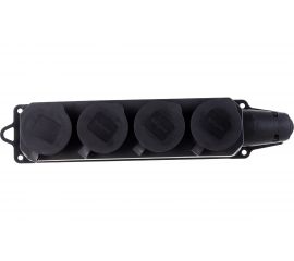 Колодка Navigator CA-BLR2-04-16A-E-IP44-BL, 4 гнезда, с заземлением, каучук, черная 61373 