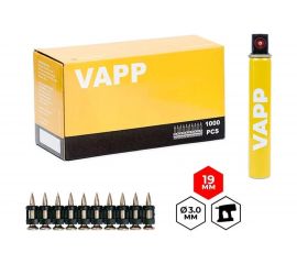 Кованые гвозди для монтажного пистолета VAPP 19х3 мм, с газовым баллоном 165 мм VAPP.G-BP319 