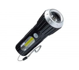 Ручной аккумуляторный фонарь КОСМОС 1Вт LED+2Вт COB, коллиматорная линза, Li-ion 18650 1000mAh, ABS-пластик, USB шнур KOS114Lit 