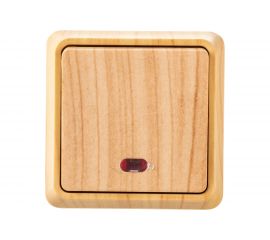 Одноклавишный выключатель IEK ВС20-1-1-ОС, с индикацией, 10А, для открытой установки, ОКТАВА, сосна EVO11-K03-10-DC 