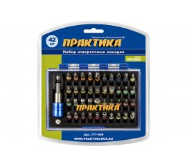 Набор бит (42 шт; PH; PZ; SL; Torx; T/Torx; TW; Hex; 25 мм + магнитный держатель) ПРАКТИКА 777-499 