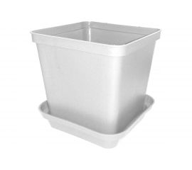 Цветочный горшок ПАО Завод Буревестник квадратный, белый мрамор 70172 