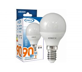 Светодиодная лампа IONICH Шар ILED-SMD2835-P45-10Вт-900Лм-230В-6500К-E14 1805 
