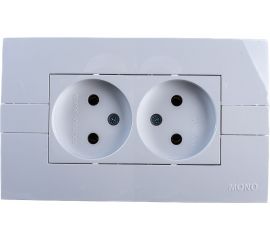 2-я розетка MONO ELECTRIC Eco, без заземления, белый/белый 101-010105-121 
