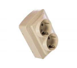 Двойная розетка Lezard DEMET, с заземлением, закрытый корпус, крем, 711-0300-127 