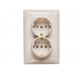 Розетка Кунцево-Электро СЕЛЕНА скрытой установки, двухместная с з/к и з/ш РС16-401 8122 