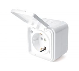 1-местная розетка STEKKER без заземления PST16-20-44 RA 16-201-Б, пластик АВС, 16А, IP44, белый 39691 