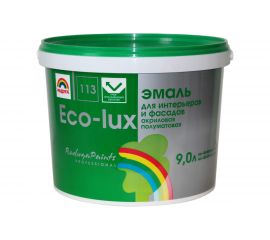 Универсальная эмаль Радуга Эко-Люкс ВД-АК 113 База А 9 л, под колеровку 141369 