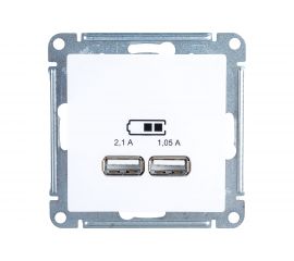 Розетка Schneider Electric AtlasDesign Белый USB 2-ая, 5В, 2,1 А ATN000133 