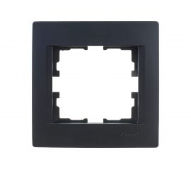 Одноместная горизонтальная рамка Lezard KARINA, без вставок, чёрный бархат 707-4200-146 