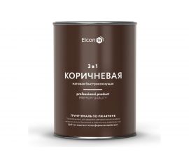 Грунт - эмаль по ржавчине Elcon 3 в 1 матовая, коричневая, 0.8 кг 00-00462303 