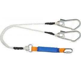 Двойной строп из каната с амортизатором, с двумя большими монтажными и одним соединительным карабином ПРОГРЕСС СЕФЕТИ Строп аВд+Кс исп.3 