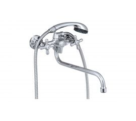 Смеситель для ванны и умывальника СЛАВЕН с поворотным изливом, двуручный, комплект СЛ-ДВ-О31 