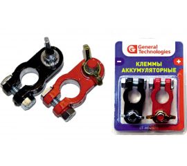 Клеммы General Technologies АКБ под болт с барашком 2 шт "+" "-" Тип EURO /свинец/ GT-M040015 
