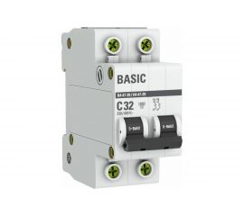 Автоматический двухполюсный выключатель EKF 32А С ВА47-29 4.5кА 7467749 