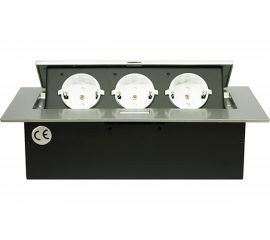 Полуавтоматический блок розеток Mebax, MX-226 3 секции Серебро 212х60мм 00-00000223 