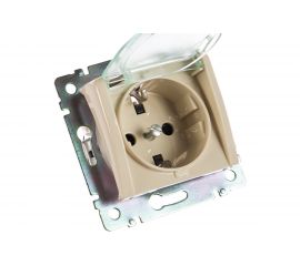 Механизм розетки Legrand 1-м СП Valena защитные шторки с защитной крышкой IP44 слоновая кость Leg 774120 