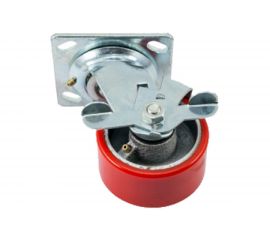 Большегрузное полиуретановое колесо поворотное с панелью и тормозом SCPB 42 (100 мм; 230 кг) А5 1000109 