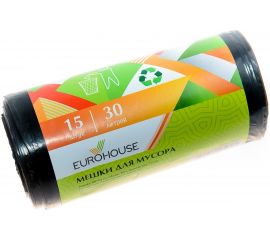 Мешки для мусора (15 шт; 30 л; 22 мкм; ПВД) EUROHOUSE 13153 