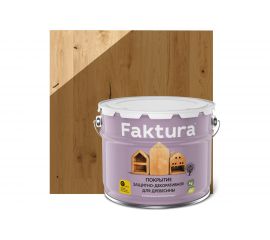 Защитно-декоративное покрытие FAKTURA с льняным маслом и ионами серебра, орех, ведро 9л, 208440 