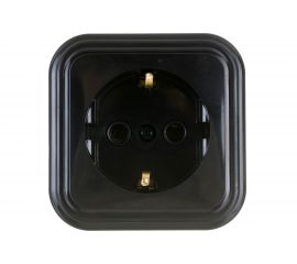 1-местная розетка STEKKER с заземлением PST16-21-20 RA 16-133-Ч, пластик АВС, 16А, IP20, черный 39690 