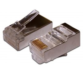 Коннектор RJ-45 TWT 8P8C FTP категория 5e, экранированный, универсальный, 100 шт. в упаковке PL45/S-8P8C 