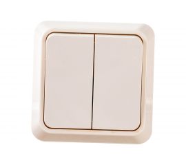 2-клавишный выключатель АБК-СИЛА 10А "АЛЬТАИР" слоновая кость 5400202 