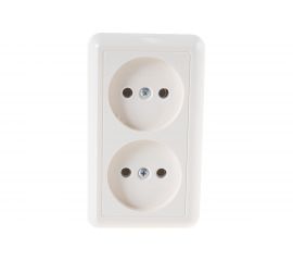 Розетка Кунцево-Электро ОПТИМА открытой установки двухместная 10А РА10-373 с/к 8037 