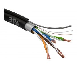 Кабель ЭРА витая пара F/UTP Cat5e 4x2x24 AWG CU PE ТРОС OUTDOOR 305м Б0044690 