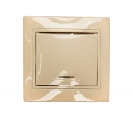 1клавишный выключатель IEK КВАРТА в сборе, кремовый, с индикатором EVK11-K33-10-DM 