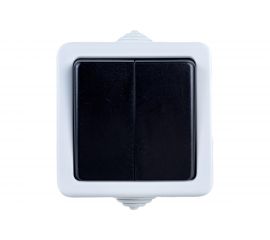 2-х полюсный двухклавишный переключатель LK Studio с 2-х мест, схема 6+6, IP54 10А/250V IP54 80006 