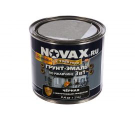 Грунт-эмаль по ржавчине с молотковым эффектом Goodhim NOVAX черный, 2.4 кг 39252 