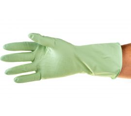 Латексные перчатки Рыжий кот с хлопковым напылением, зеленые, размер M 101279 