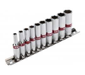 Набор удлиненных торцевых головок REXANT 1/4, шестигранные, CrV, 10 шт, 4-13 мм 12-8318 