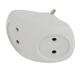 Электрический разветвитель ЭРА SPx-2-W на 2 розетки без заземления 10А белый, Б0053480 