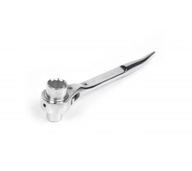 Хромированный торцевой трещоточный укороченный ключ HORTZ 13х17 HOR 121325 