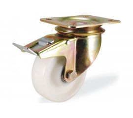 Большегрузная поворотная колесная опора с площадкой с тормозом KAMA K-4102-RPR-100-F18 