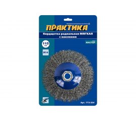 Кордщетка радиальная с наклоном мягкая (115 мм; М14) для УШМ ПРАКТИКА 773-354 