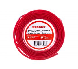 Термоусаживаемая трубка REXANT 3,0/1,5 мм красная, ролик 2,44 м 29-0004 