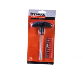 Отвертка ЕРМАК Т-обр. с набором бит 11пр. 651-137 